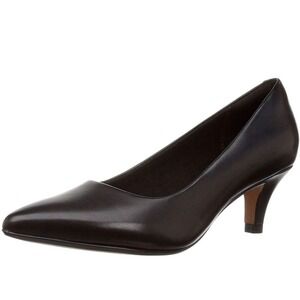 Clarks Linvale Jerica Black Leather Pointed Toe Kitten Heel Pumps Womens 10M New